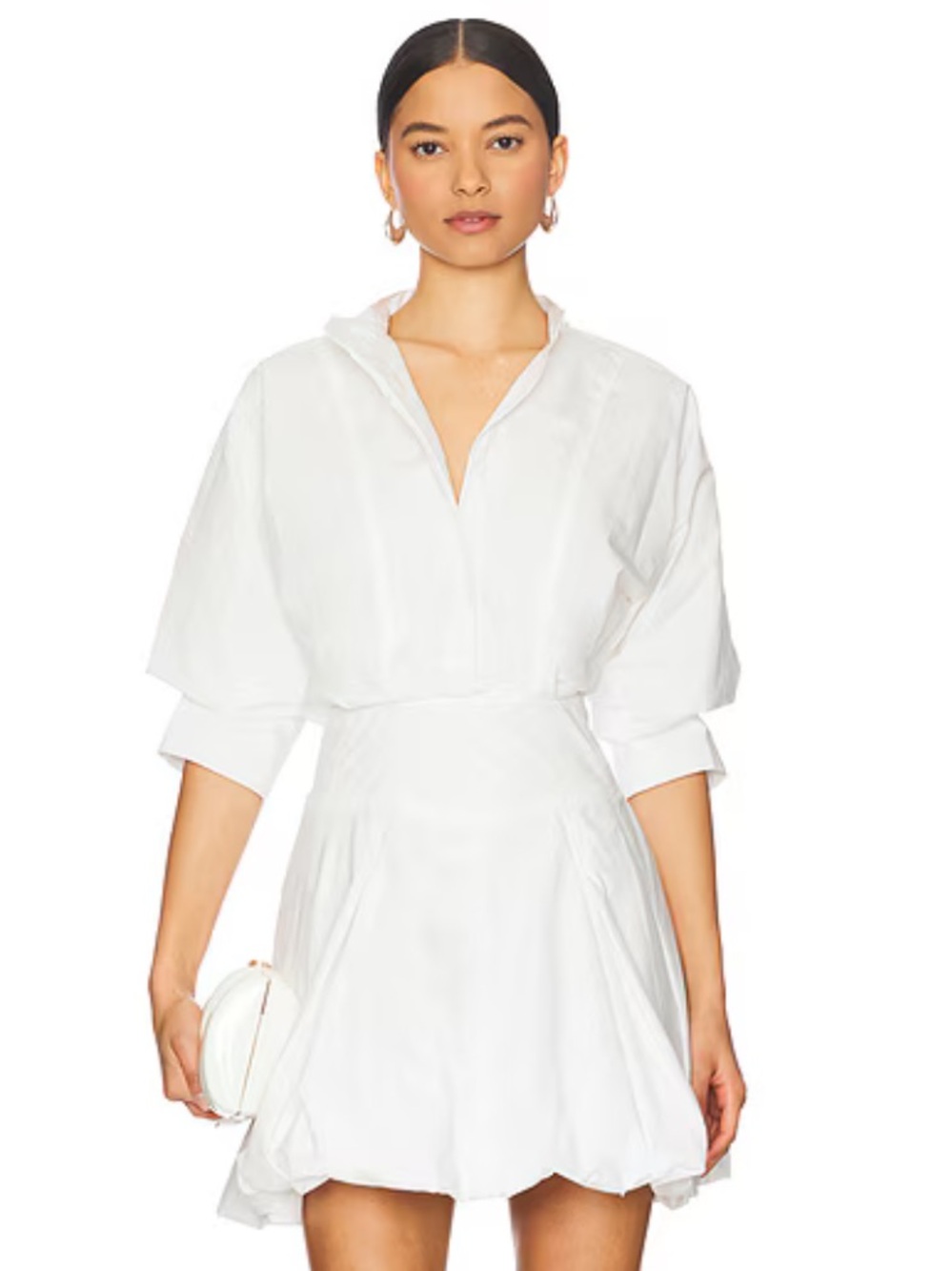 JONATHAN SIMKHAI EFFIE PUFF HEM MINI DRESS in White Size 12